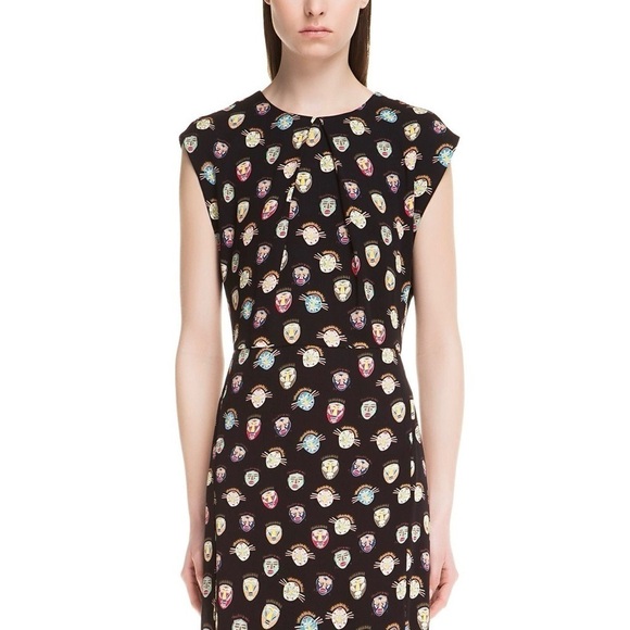 Bimba y Lola Colorful Black Mask Dress Women’s Size XS Extra Small - Picture 11 of 12